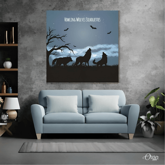 Howling Wolves Silhouettes (Single Panel) | Animal Wall Art - ValueBox