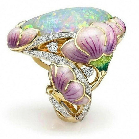 Golden Color Floral Ring for womens