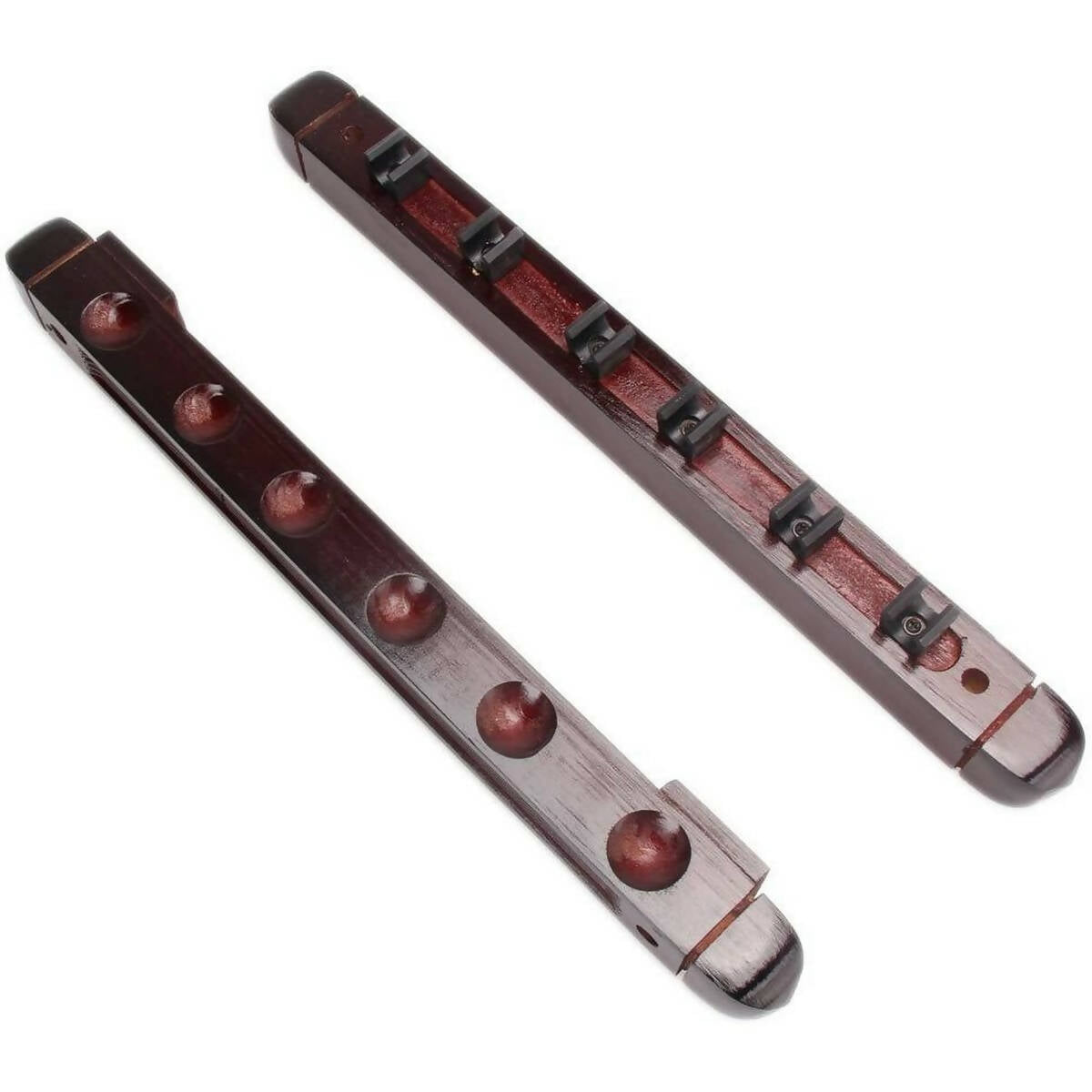 Professional Billiard Pool Wall Mount Hanging 6 Cue Sticks Holder for Snooker Red Brown