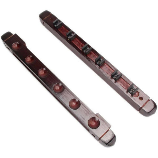 Professional Billiard Pool Wall Mount Hanging 6 Cue Sticks Holder for Snooker Red Brown - ValueBox