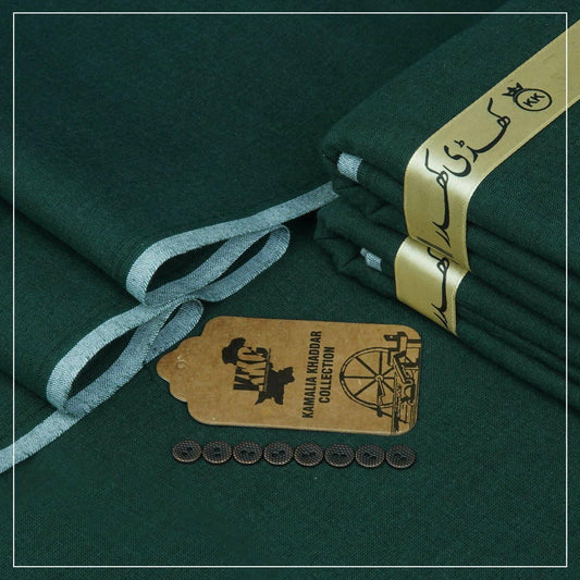 Unstitched shalwar kameez for men in dark green