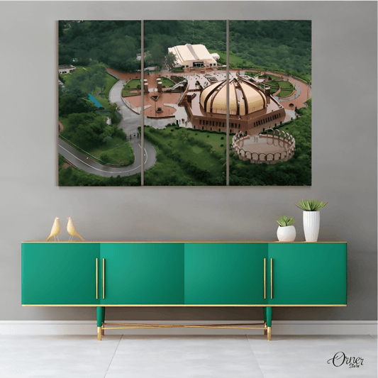 Islamabad Monument Bird View (3 Panels) | Architecture Wall Art - ValueBox
