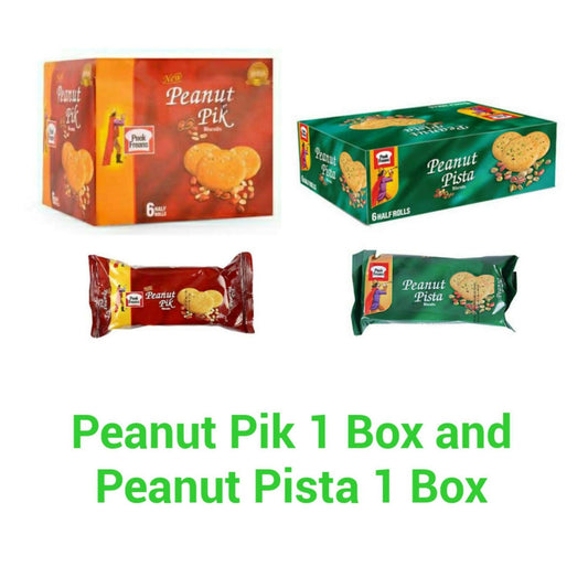 Peek Freans Peanut Pik Biscuit and Peanut Pista Biscuit, Half Roll Box.