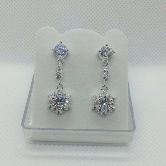 Pure Silver White Diamond Star Shape Italian Earrings Model