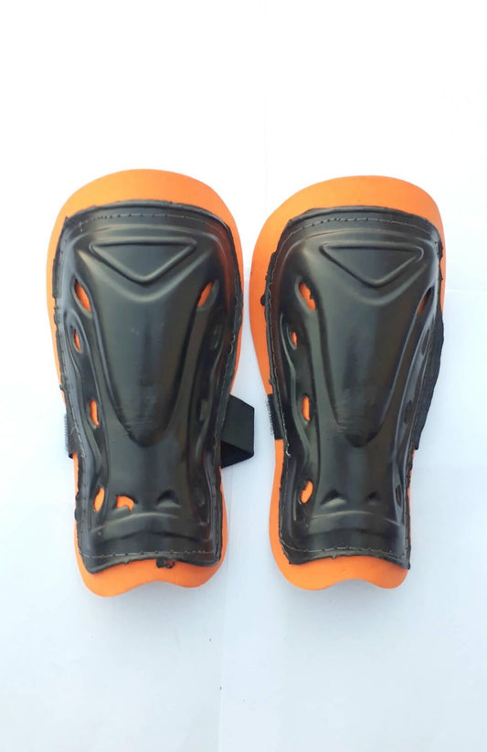 Football or Soccer Shin Guards for Adults & Youth Protective Soccer Equipment ( Orange Pad) 1 Pair - ValueBox