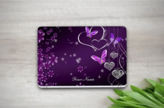 Personalized (Customize Your Name) Laptop Notebook Notebook Skin Sticker Cover Art Decal, Customize Your Name (15.6 Inch, Purple Hearts Butterflies) - ValueBox
