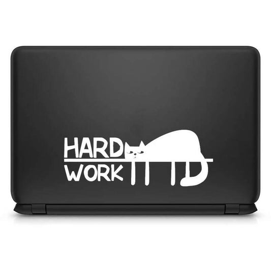 Work Hard Lazy Cat Laptop Sticker Decals, Laptop Stickers by Sticker Studio - ValueBox