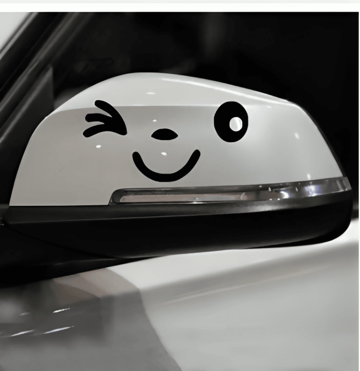 10cm*5cm 2Pcs Smiley Face Car Rearview Mirror Sticker Car Decal For toyota car styling - ValueBox