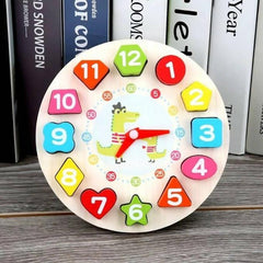 Qiyi Seton Shape Clock for Kids - Wooden Puzzle Clock - 3D Puzzle Wooden Seton Clock for Toddler With lacing
