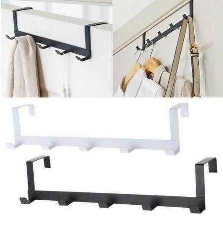 Over The Door 5 Hooks Iron Bathroom Organizer Rack - ValueBox