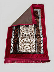 Premium Prayer Mat |Bright Maroon Velvet Foam Print Embossed Jai Namaz | Prayer Rug - ValueBox