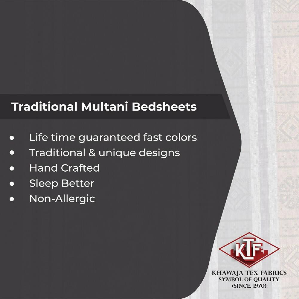 Khawaja King size double bed sheet jacquard traditional hand crafted bed set gultex style multani cotton polyester bed cover with 2 pillow covers A34 - ValueBox