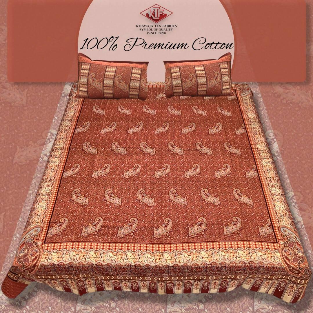 Khawaja King size double bed sheet 100% cotton traditional hand crafted bed set gultex style multani cotton bed cover with 2 pillow covers B7 - ValueBox