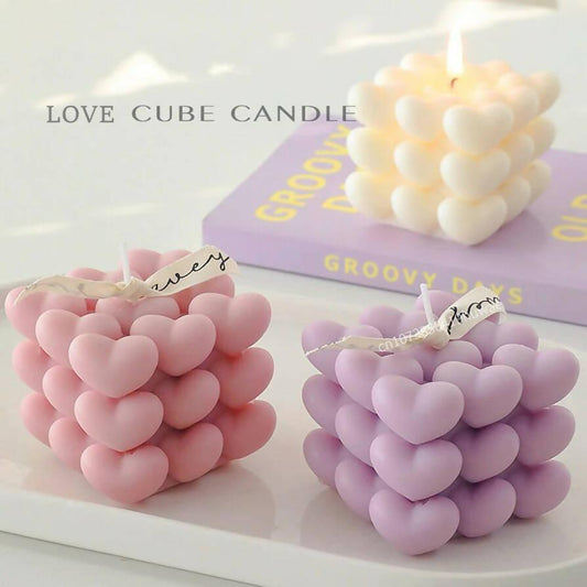Aesthetic Large Colorful Love Cubic Freshly made Scented Candle : Best Gift to Loved Ones - ValueBox