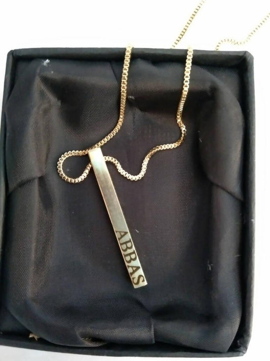 Customized 3D Golden Bar necklace For Boys & Girls - ValueBox