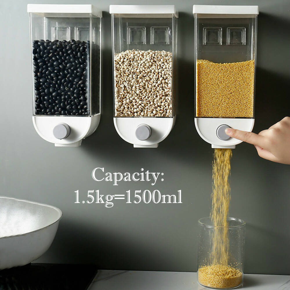 1500 Ml Grain Storage Box Wall-mounted Tank Home Cereal Bean Rice Container Oatmeal Dispenser - Dry Fruit, Grain Dispenser