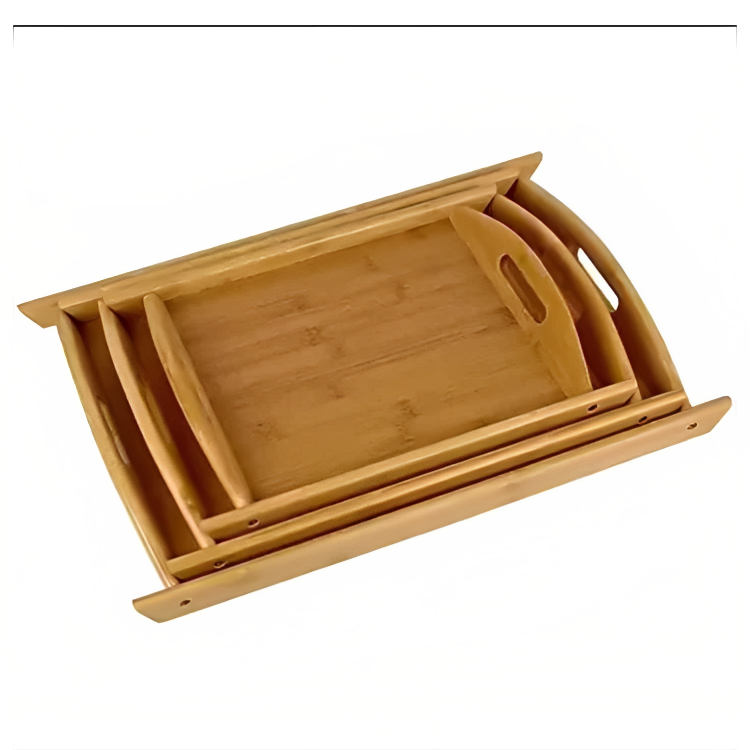 3 pcs Quality Bamboo Wooden Tray Set