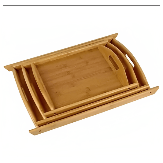 3 pcs Quality Bamboo Wooden Tray Set - ValueBox