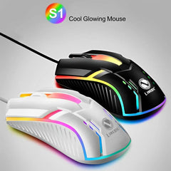 Gaming Mouse 1600Dpi S1 E-Sports Luminous Wired Mouse USB Wired Desktop Laptop Mute Computer Game Mouse - ValueBox