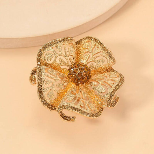 Exaggerated Gold Flower Rings for Women