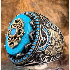 Sea Green Feroza Stone Vintage Hand ring - ValueBox
