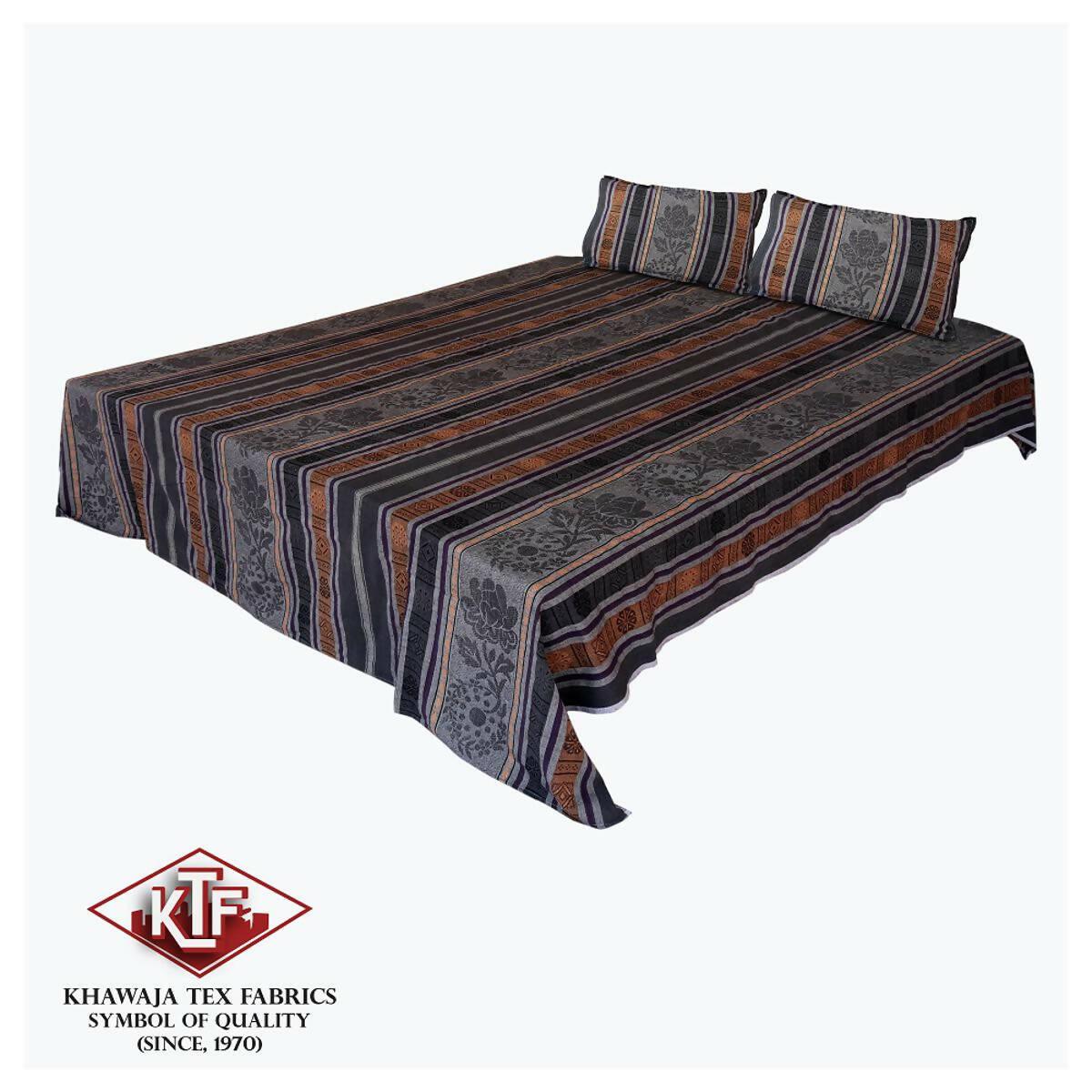 Khawaja King size double bed sheet jacquard traditional hand crafted bed set gultex style multani cotton bed cover with 2 pillow covers A7 - ValueBox