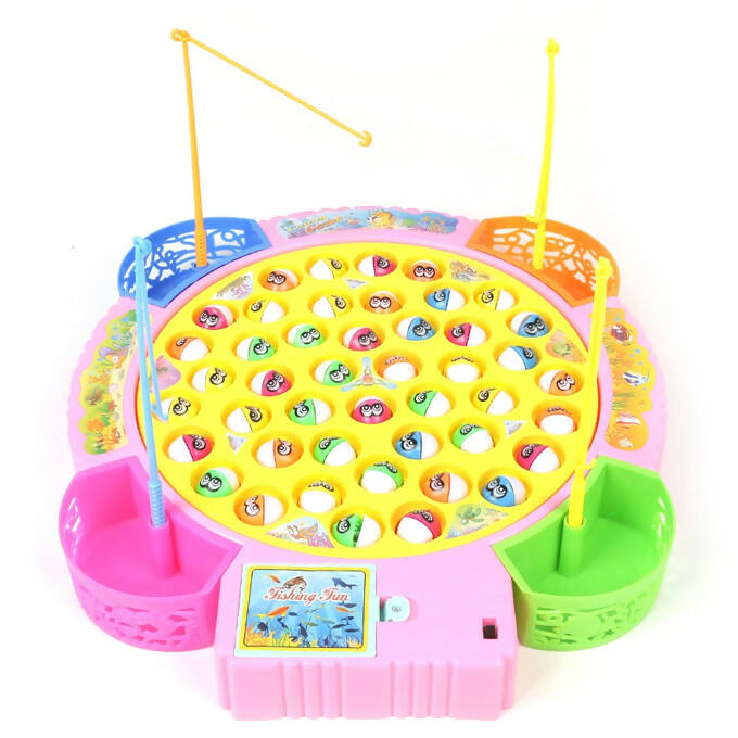 Larger Size Kids Fishing Game Toy Electric Music Rotating Catch Fish