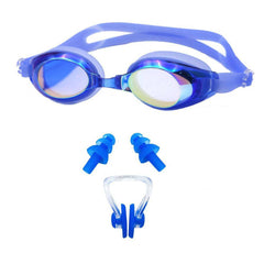 Set of 2 - Fashion Anti Fog UV Swimming Glasses and Nose Ear Plug Set for Adults