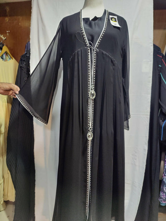 Luxury abaya Nida fabric with beautiful front lace