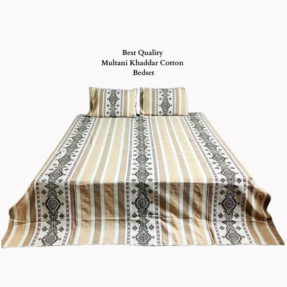 3 Pcs Cotton Printed Double Bedsheet - ValueBox