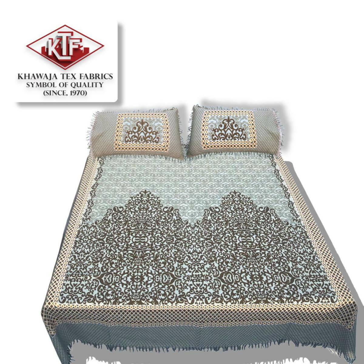 Khawaja King size double bed sheet 100% cotton traditional hand crafted bed set gultex style multani cotton bed cover with 2 pillow covers B8 - ValueBox