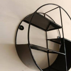 Nordic Style Iron Wall Shelf Decoration Wall-Mounted Round Hexagonal Storage Shelves Living Room Bedroom Rack Home Organizer, Black Color Customized by Creative Decore - ValueBox