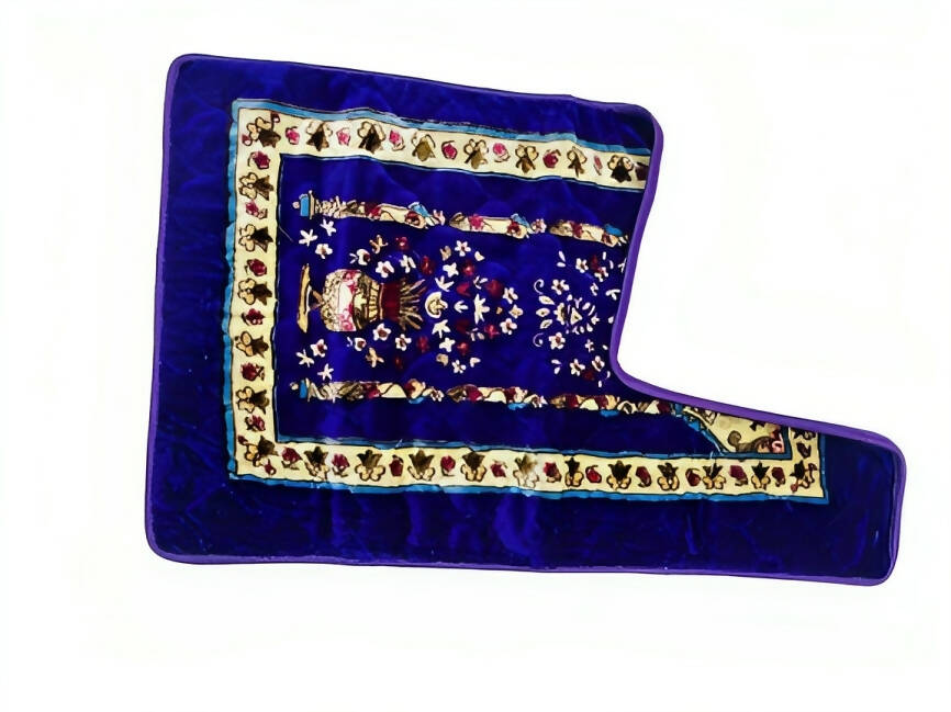 Muslim Prayer Mat Extra Soft Flower Printed blanket shape blue color