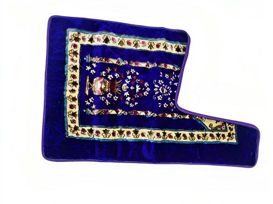 Muslim Prayer Mat Extra Soft Flower Printed blanket shape blue color - ValueBox