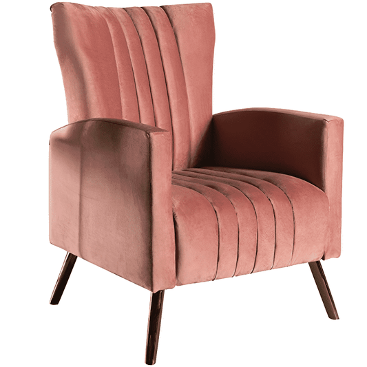 BELLEZE Velvet Accent Chairs for Living Room, Modern Upholstered Wingback Vanity Chair Arm Chair Mid-Back Single Sofa with Metal Legs, Armrests for Living Room Bedroom
