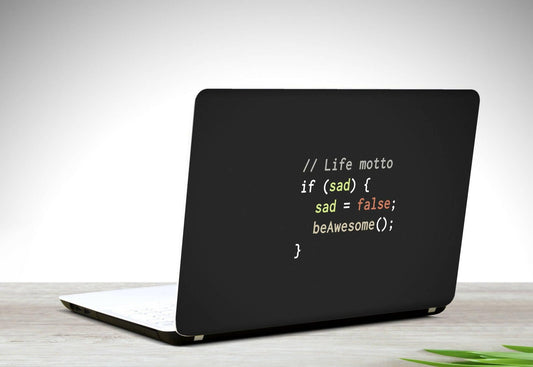 Be Awesome Programming Quote Black Laptop Back Skin - ValueBox
