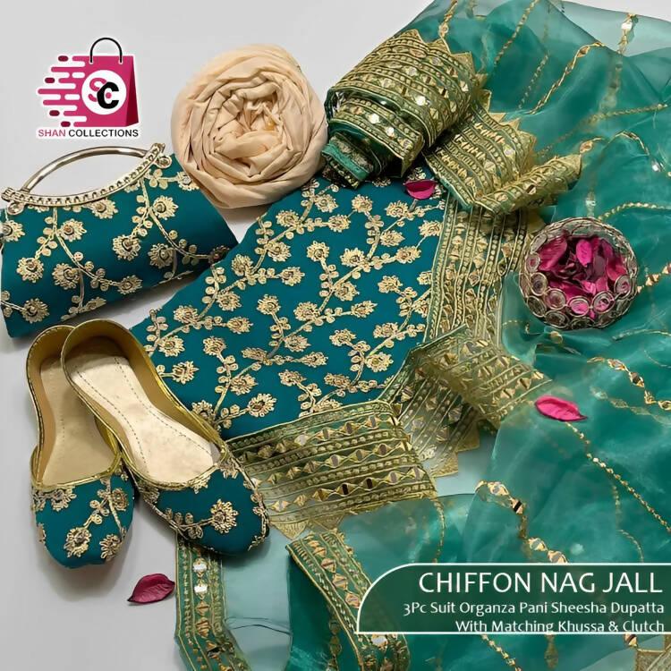 Unstitched Chiffon Nag Jaal 3pc - ValueBox