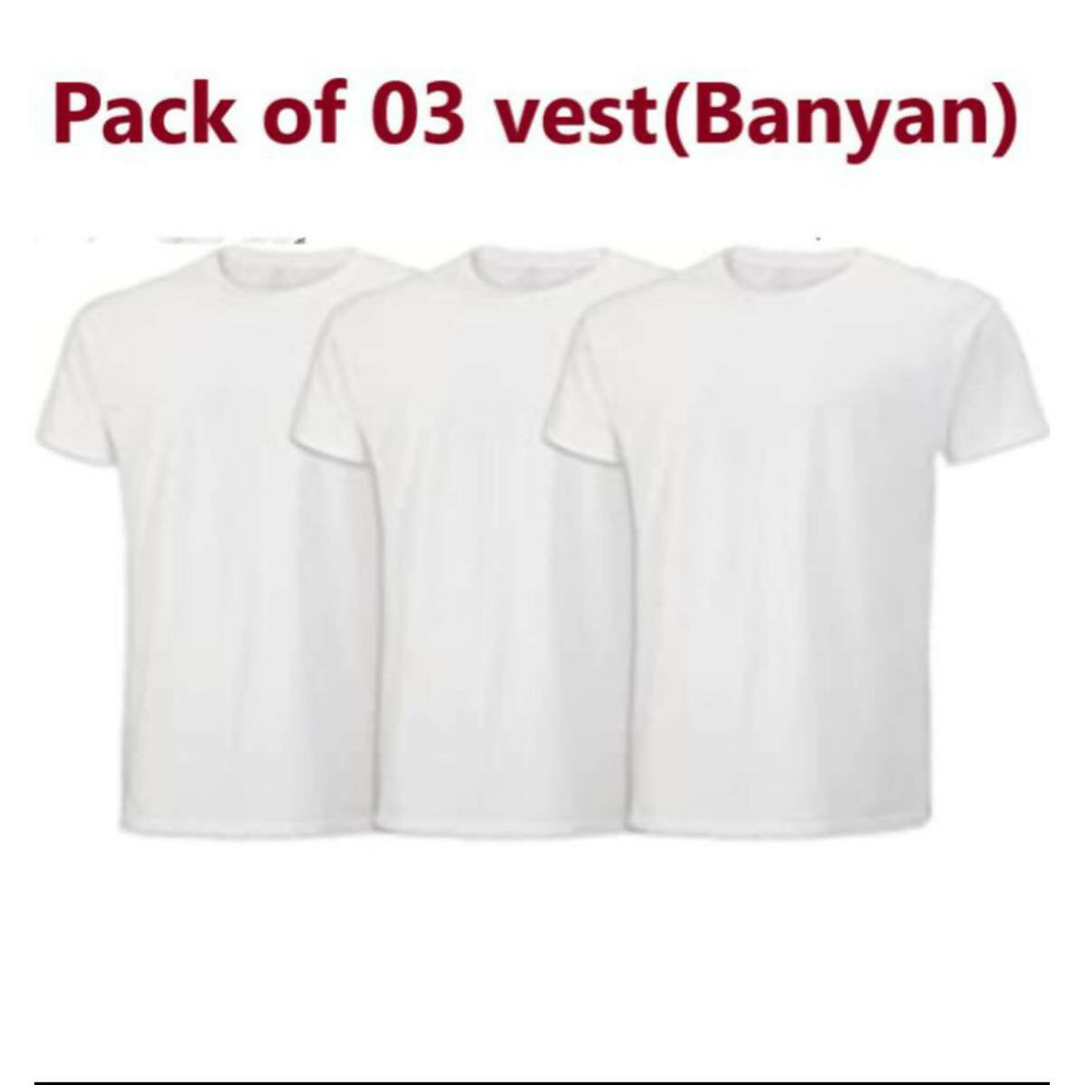 Pack of 03 Men's vest Half sleeves