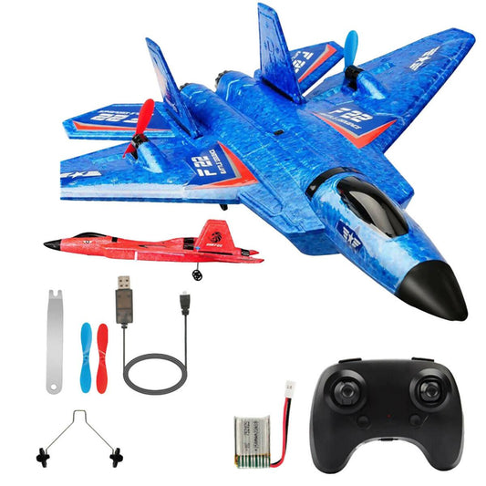 Remote Control F-22 Foam Fighter Jet 2.4 GHz - Rechargeable Battery - Trending F-22 Foam Jet - Toy For Boys - Assorted Colors - ValueBox