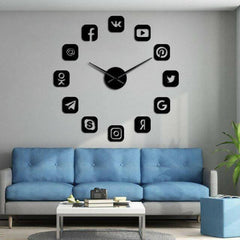 Home Decor Symbol Wooden Wall Clock Instg Fb Yt Tt @ Wall Decore for All Type of Rooms - ValueBox