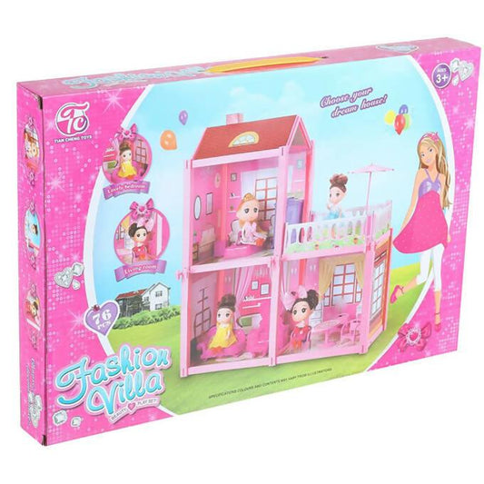 Creative Fashion Villa Doll House with Doll & Furniture (76Pcs) - ValueBox