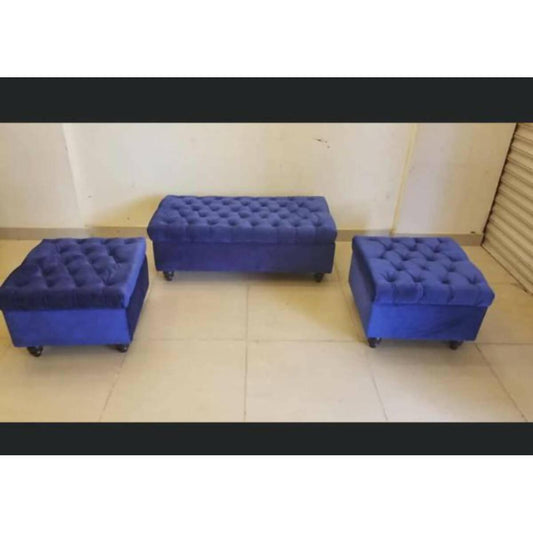 Sofa Storage Set 4 Seater Blue Velvet