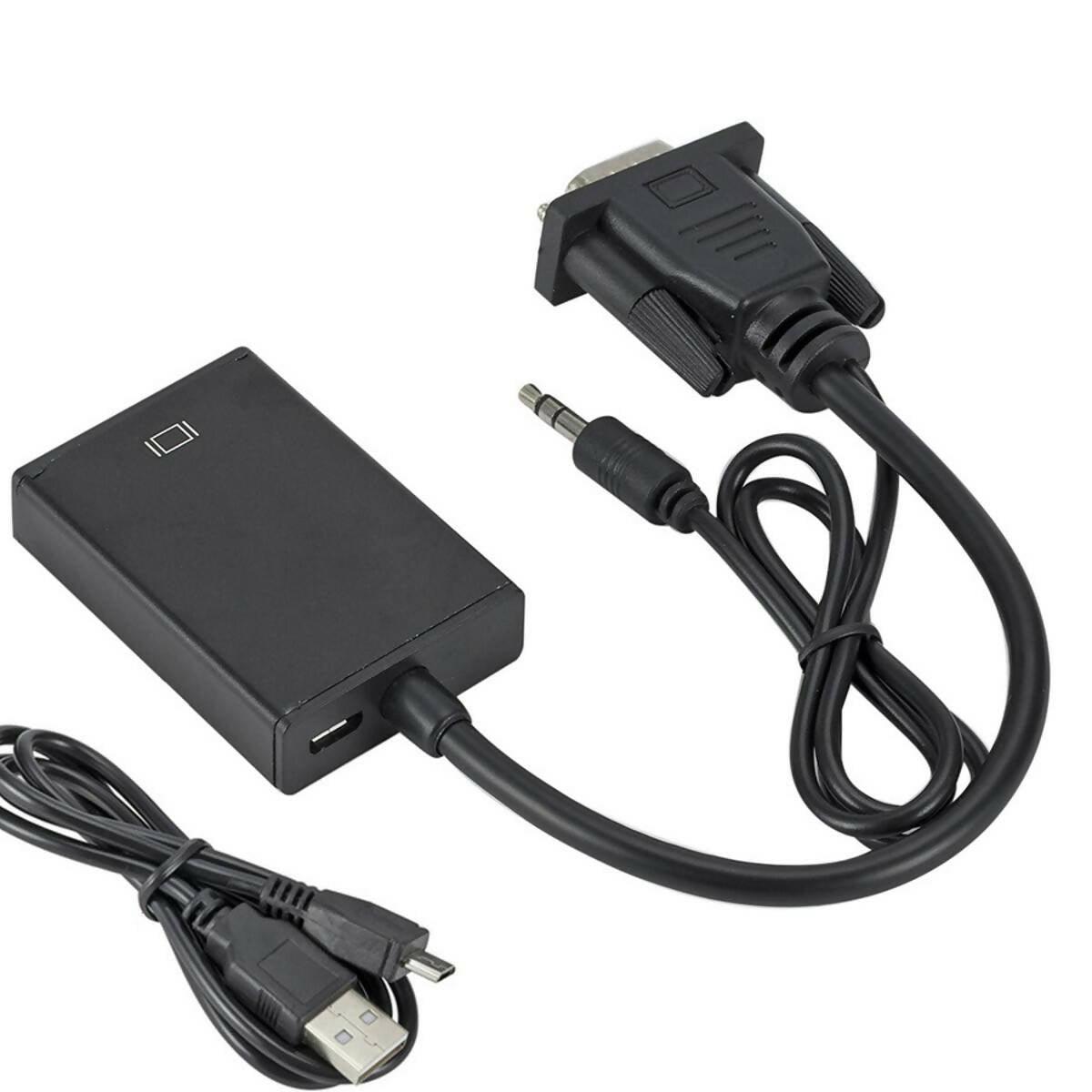 Vga To Hdmi Converter 1080p Hd Adapter With Audio Cable For Hdtv Pc Laptop Tv - ValueBox