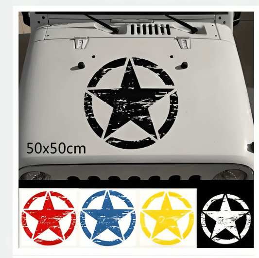 50cm Big Star (white) Distressed Decal for Jeep Sticker Large Vinyl Body Fits Most Vehicles - ValueBox