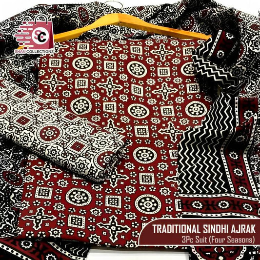 Traditional Cotton Ajrak Print Unstitched/Women - ValueBox
