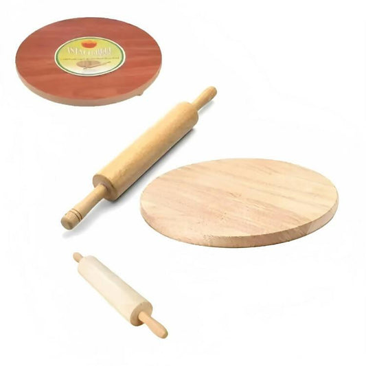 Wooden Chakla Belan With Rolling Wood Pin and Board 12 inches in Diameter-Wooden Rolling Pin And Board-Wooden Roti Maker And Rolling Pin