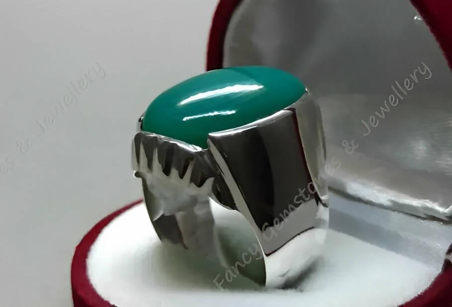 Mens Sabza Ring Sterling Silver 925 Green Turquoise Ring Mens Feroza Ring Handmade Ring Unheated Untreated Firoza Ring - ValueBox