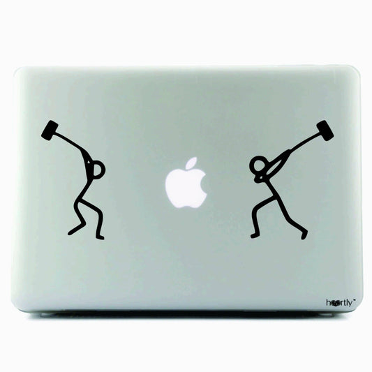 Funny Hammer Matchstick Man Vinyl Decal Laptop Sticker, Laptop Stickers by Sticker Studio - ValueBox