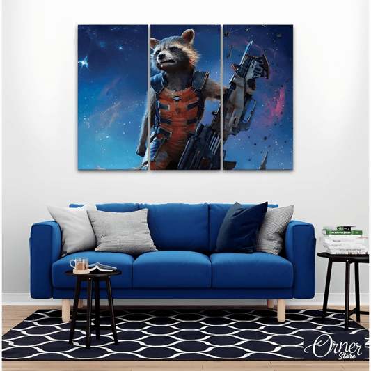 Rocket Raccoon Guardians Of Galaxy (3 panel) | Movies Wall Art - ValueBox
