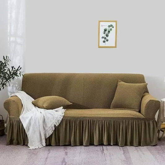 Turkish Style Sofa cover - Frill sofa cover 1 seater , 2 seater , 3 seater , 5 seater , 6 seater , 7 seater - jersey fabric , Dust Resistant fabric , Washable ( standard size ) - ValueBox
